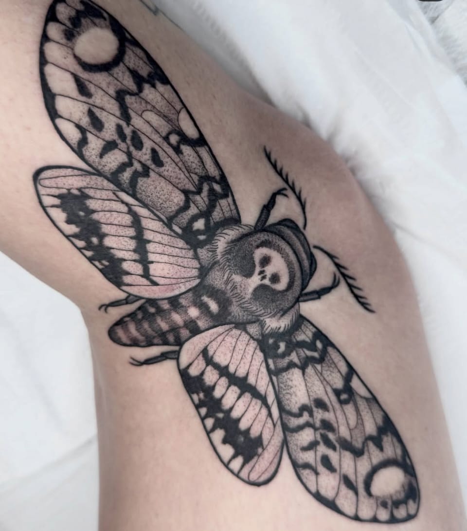 Deaths head moth blackwork piece by Greg